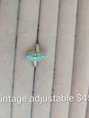 Sterling Silver Turquoise Marquise Ring - Blue Turquoise